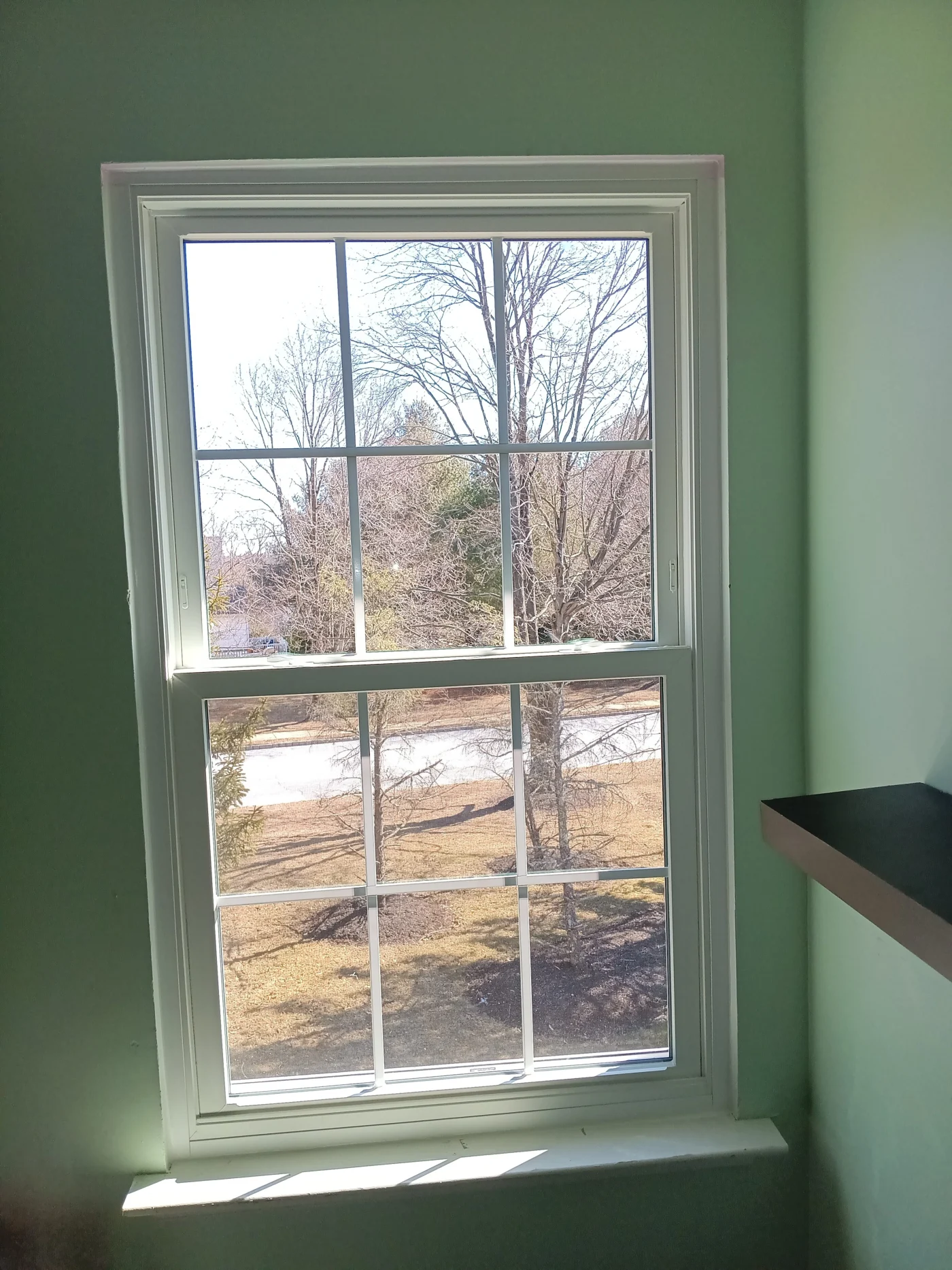 Interior view of the newly installed single window in Janice and Richard T.’s home